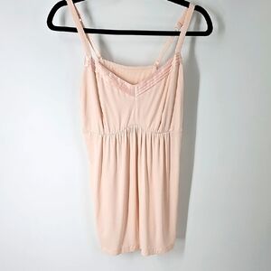 SOMA Pink Babydoll Empire Waist Peasant Lounge Top w Underband‎ Support